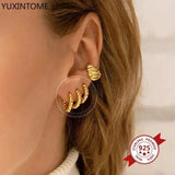 925 Sterling Silver Metal Wind Hoop Earrings Minimalist Jewelry