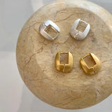 BF CLUB Vintage Square Earrings 925 Silver Women Allergy-Free Party Gift
