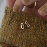925 Silver 14K Plated Zircon Twist Earrings
