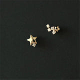 925 Silver Asymmetric Star Stud Earrings Modern Party Jewelry Gift