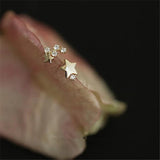 925 Silver Asymmetric Star Stud Earrings Modern Party Jewelry Gift