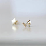 925 Silver Asymmetric Star Stud Earrings Modern Party Jewelry Gift