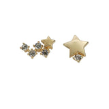 925 Silver Asymmetric Star Stud Earrings Modern Party Jewelry Gift