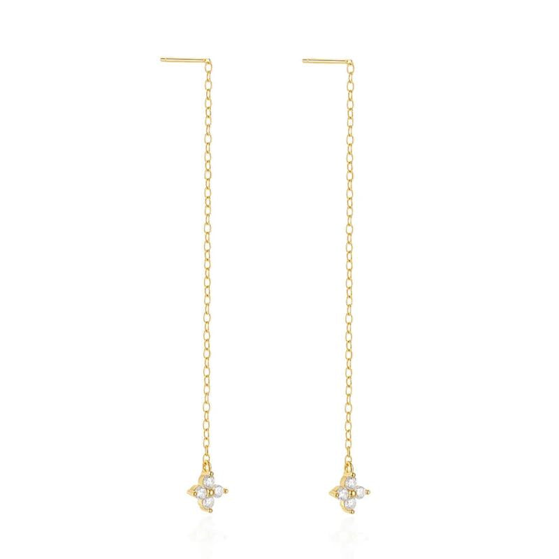 925 Silver Oval Link Chain CZ Dangle Earrings Punk Jewelry