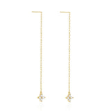 925 Silver Oval Link Chain CZ Dangle Earrings Punk Jewelry