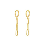 925 Silver Oval Link Chain CZ Dangle Earrings Punk Jewelry