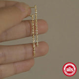 925 Silver Oval Link Chain CZ Dangle Earrings Punk Jewelry