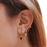 925 Silver Oval Link Chain CZ Dangle Earrings Punk Jewelry