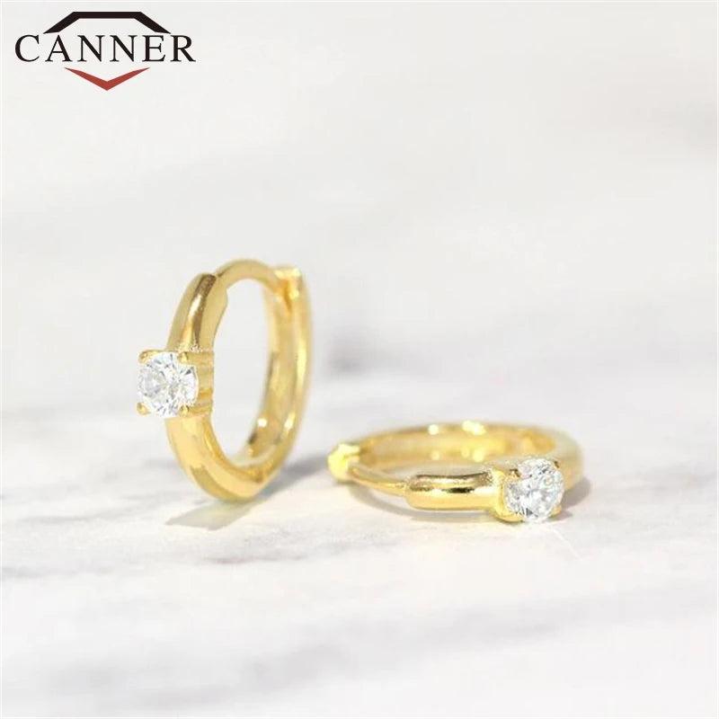 925 Silver CZ Hoop Earrings Zircon Silver Jewelry