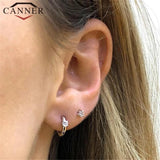 925 Silver CZ Hoop Earrings Zircon Silver Jewelry