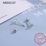 Moissanite Stud Earrings 0.4-4 D 925 Silver Ear Studs Screw Back