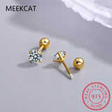 Moissanite Stud Earrings 0.4-4 D 925 Silver Ear Studs Screw Back