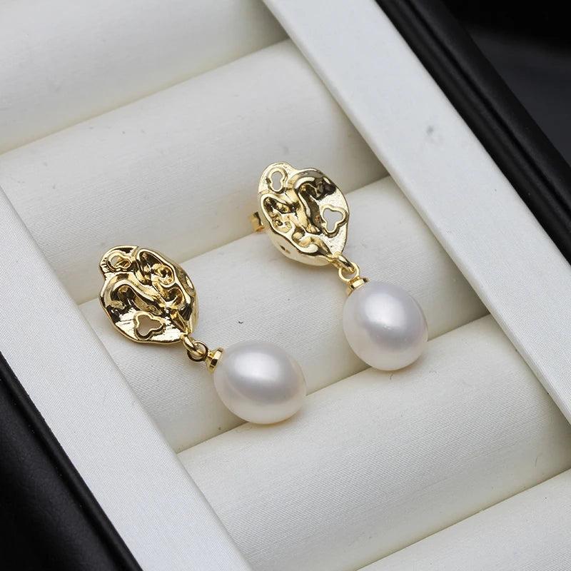 Gold Plated Freshwater Pearl Drop Earrings for Women