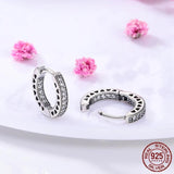 925 Silver Rose Heart CZ Hoop Earrings Wedding Engagement Gift