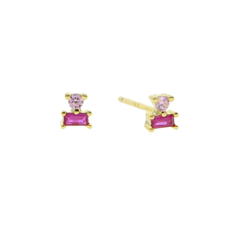 925 Silver Pink CZ Butterfly Flower Hoop Earrings Women Piercing Jewelry