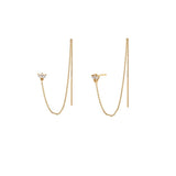 Zircon 925 Silver Stud Earrings Tassel Chain Ins 18K Fine Jewelry