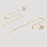 Zircon 925 Silver Stud Earrings Tassel Chain Ins 18K Fine Jewelry
