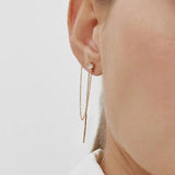 Zircon 925 Silver Stud Earrings Tassel Chain Ins 18K Fine Jewelry