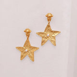 925 Silver Needle Matte Star Earrings Vintage High Metal Gift