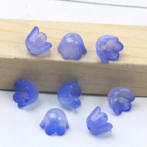 100pcs Gradient Bellflower Acrylic Beads Charm for DIY Jewelry Making