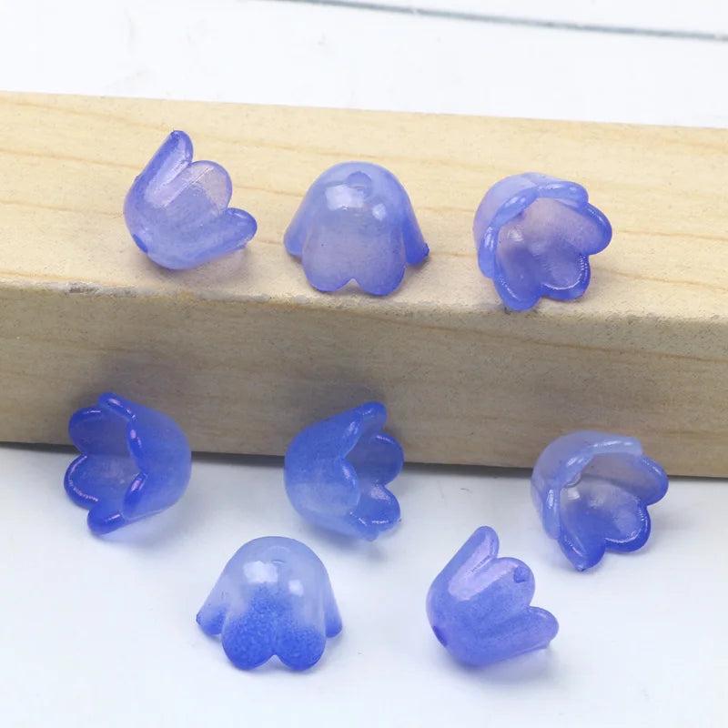 100pcs Gradient Bellflower Acrylic Beads Charm for DIY Jewelry Making