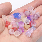 100pcs Gradient Bellflower Acrylic Beads Charm for DIY Jewelry Making