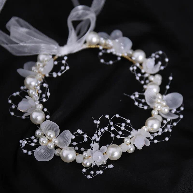 Bridal Pearls Headwear Hair Band Wedding Flower Pearl Hair Ring