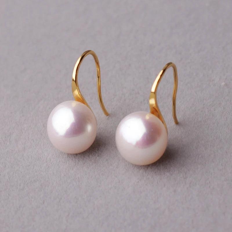 Freshwater Pearl Earrings 925 Sterling Silver Plated Wedding