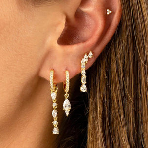 Zircon Water Drop Small Hoop Earrings