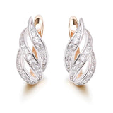 Leaf Shape Hollow Hoop Earrings For Women 18k Jewelry CZ AAA+