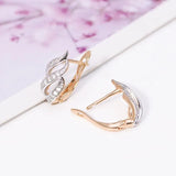 Leaf Shape Hollow Hoop Earrings For Women 18k Jewelry CZ AAA+
