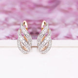 Leaf Shape Hollow Hoop Earrings For Women 18k Jewelry CZ AAA+