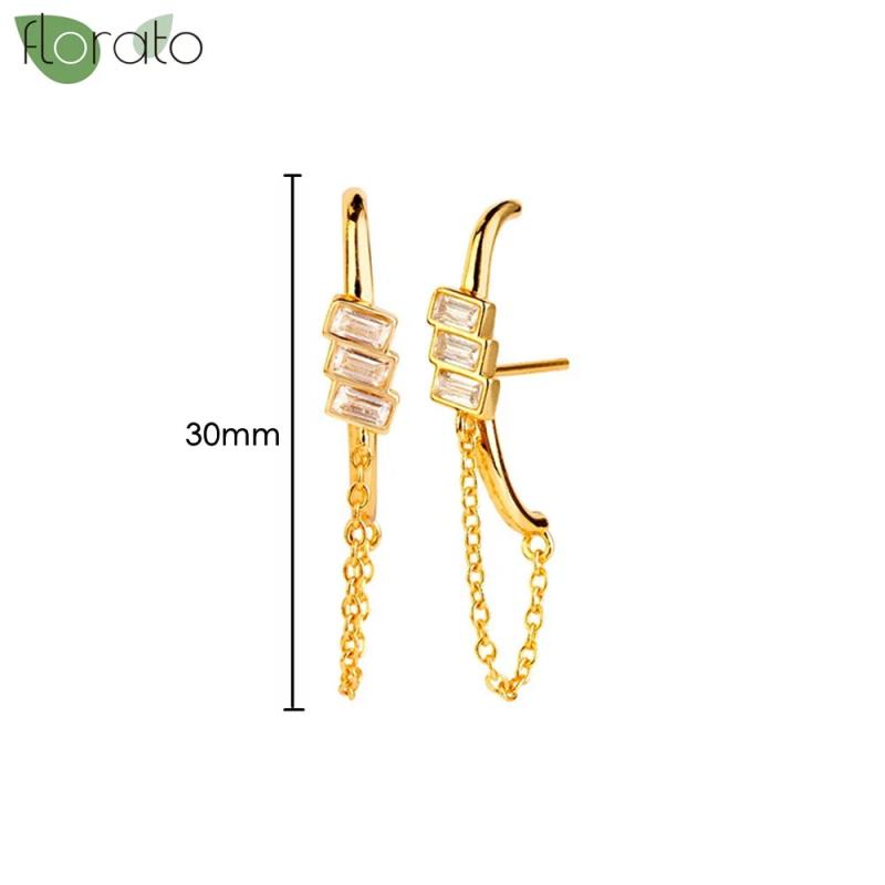 925 Silver Needle Crystal Small Hoop Earrings Wedding Jewelry