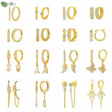 925 Silver Needle Crystal Small Hoop Earrings Wedding Jewelry