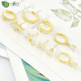 925 Silver Needle Crystal Small Hoop Earrings Wedding Jewelry