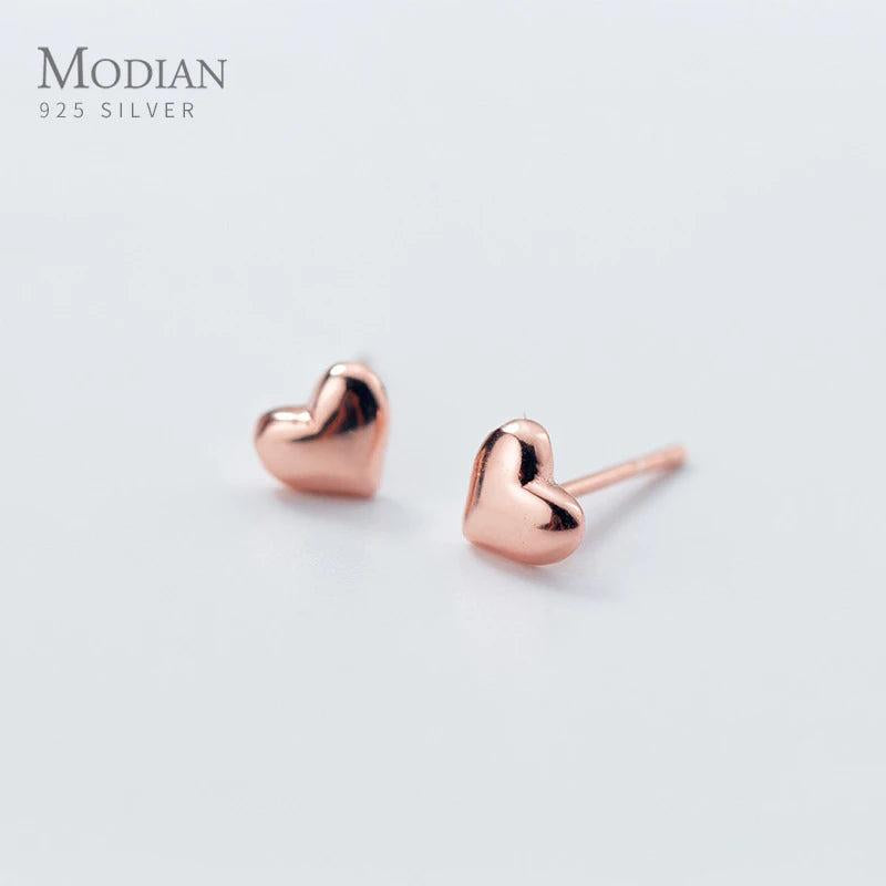 925 Sterling Silver Tiny Hearts Stud Earring for Women - Rose Jewelry
