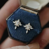 925 Sterling Silver Plated Zircon Stud Earrings - Vintage Design