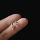 925 Sterling Silver Plated Zircon Stud Earrings - Vintage Design