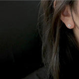 925 Sterling Silver Plated Zircon Stud Earrings - Vintage Design