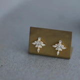 925 Sterling Silver Plated Zircon Stud Earrings - Vintage Design