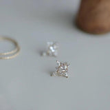 925 Sterling Silver Plated Zircon Stud Earrings - Vintage Design