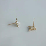 925 Sterling Silver Plated Zircon Stud Earrings - Vintage Design