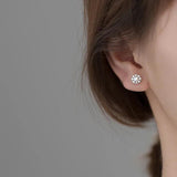925 Silver 18K Plated Pearl Zircon Stud Earrings