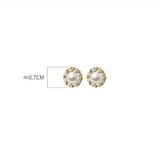 925 Silver 18K Plated Pearl Zircon Stud Earrings