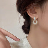 14K Plated Zircon Square Pendant Earrings for Women's Party