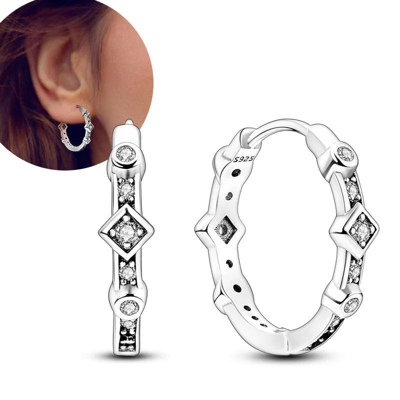 925 Silver Stud Earring Pearl Flower Heart Round Studs