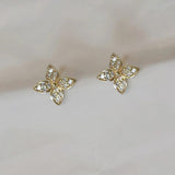 925 Silver Zircon CZ Leaves Stud Earrings for Women Classic Jewelry