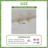 925 Silver Zircon CZ Leaves Stud Earrings for Women Classic Jewelry
