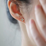 925 Silver Zircon CZ Leaves Stud Earrings for Women Classic Jewelry