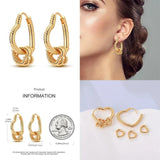 925 Silver Moon Star Sun Pave Love Hoop Earrings